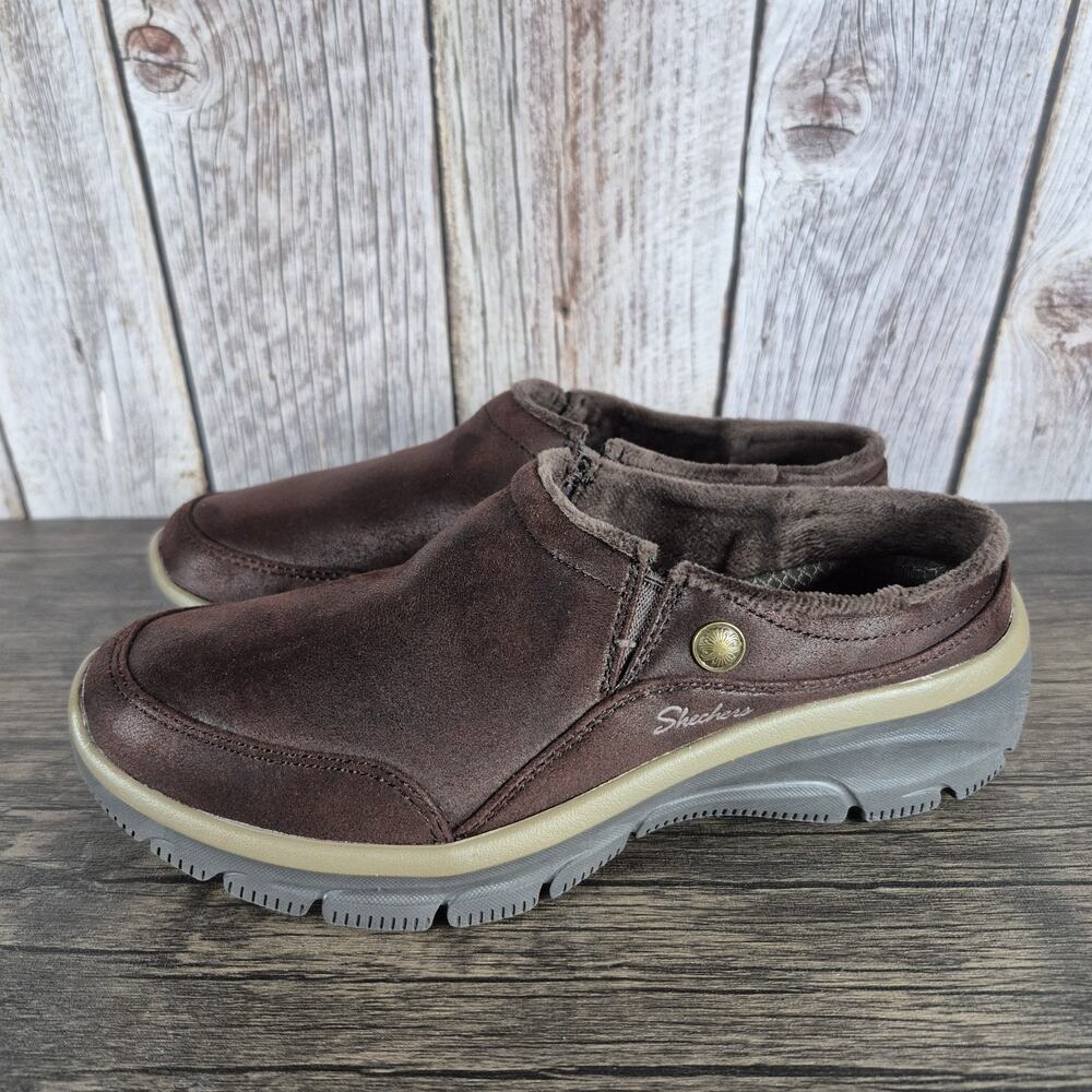 Skechers Relaxed Fit Easy Going Latte Mule Clogs 167870 Brown Suede Women's Sz 6